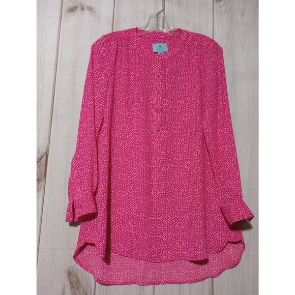 CeCe Blouse Womens XS Long Sleeve Button Front Geometric Print‎ Lightweight Top - Picture 1 of 7